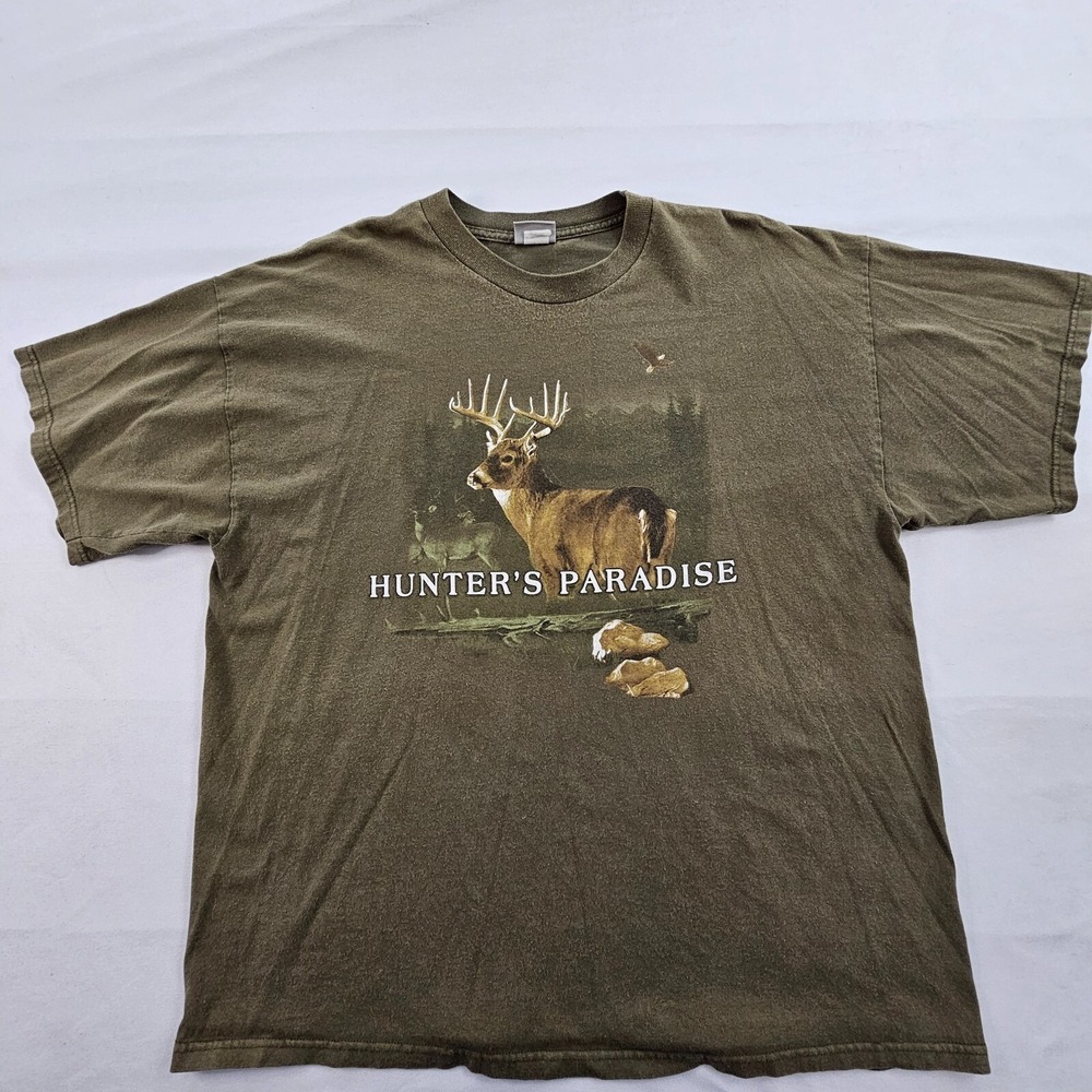 Hunter's Paradise National Heritage Green Short Sleeve Cotton T-Shirt Men's 2XL